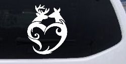 Buck and Doe Deer In Heart Kissing Hunting Car or Truck Window Decal Sticker