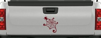 Spider in Web Car or Truck Window Vinyl Decal Sticker (Purple Red)