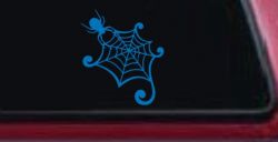 Spider in Web Car or Truck Window Vinyl Decal Sticker (Sky Blue)