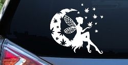 Marijuana Cannabis Moon Fairy Car or Truck Window Decal Sticker