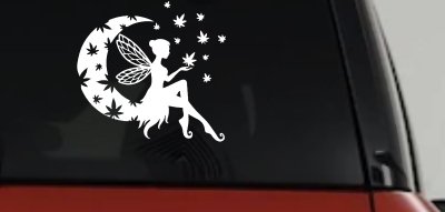 Marijuana Cannabis Moon Fairy Car or Truck Window Vinyl Decal Sticker
