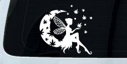 Marijuana Cannabis Moon Fairy Car or Truck Window Decal Sticker