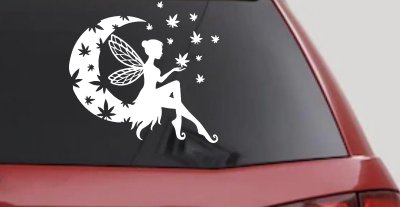Marijuana Cannabis Moon Fairy Car or Truck Window Vinyl Decal Sticker