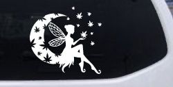 Marijuana Cannabis Moon Fairy Car or Truck Window Decal Sticker
