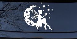 Marijuana Cannabis Moon Fairy Car or Truck Window Decal Sticker
