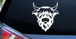 Cute Long Haired Highland Bull Car or Truck Window Decal Sticker