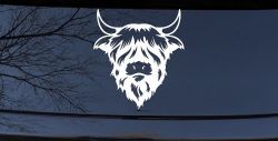 Cute Long Haired Highland Bull Car or Truck Window Decal Sticker