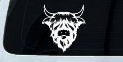 Cute Long Haired Highland Bull Car or Truck Window Decal Sticker