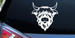 Cute Long Haired Highland Bull Car or Truck Window Decal Sticker