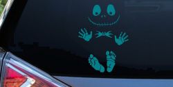 Baby Kid Jack Skellington Pumpkin King  Gothic Halloween Car or Truck Window Decal Sticker (Turquoise Blue)