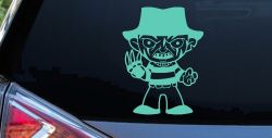 Baby Kid Freddy Krueger Gothic Halloween Car or Truck Window Decal Sticker (Mint)