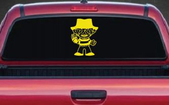 Baby Kid Freddy Krueger Gothic Halloween Car or Truck Window Vinyl Decal Sticker (Yellow)