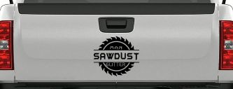 Sawdust Man Glitter Saw Blade Car or Truck Window Decal Sticker (Black)