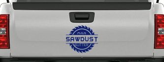 Sawdust Man Glitter Saw Blade Car or Truck Window Decal Sticker (Navy)