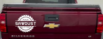 Sawdust Man Glitter Saw Blade Car or Truck Window Vinyl Decal Sticker (White)