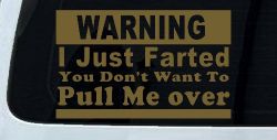 I Just Farted You Don't Want To Pull Me Over Funny Speeding Police Car or Truck Window Vinyl Decal Sticker (Gold)