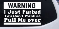 I Just Farted You Don't Want To Pull Me Over Funny Speeding Police Car or Truck Window Decal Sticker