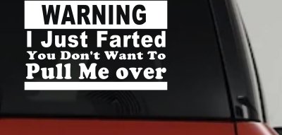 I Just Farted You Don't Want To Pull Me Over Funny Speeding Police Car or Truck Window Vinyl Decal Sticker