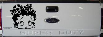 Betty Boop Head with Polka Dot Bow Lady Biker Cartoons Car or Truck Window Decal Sticker (Black)