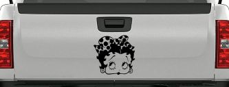 Betty Boop Head with Polka Dot Bow Lady Biker Cartoons Car or Truck Window Vinyl Decal Sticker (Black)