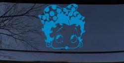 Betty Boop Head with Polka Dot Bow Lady Biker Cartoons Car or Truck Window Vinyl Decal Sticker (Blue)