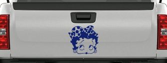 Betty Boop Head with Polka Dot Bow Lady Biker Cartoons Car or Truck Window Decal Sticker (Navy)