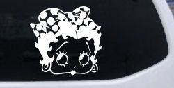 Betty Boop Head with Polka Dot Bow Lady Biker Cartoons Car or Truck Window Decal Sticker