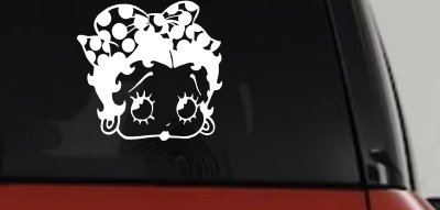 Betty Boop Head with Polka Dot Bow Lady Biker Cartoons Car or Truck Window Vinyl Decal Sticker