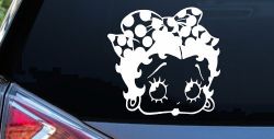Betty Boop Head with Polka Dot Bow Lady Biker Cartoons Car or Truck Window Decal Sticker