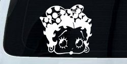 Betty Boop Head with Polka Dot Bow Lady Biker Cartoons Car or Truck Window Decal Sticker