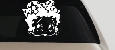 Betty Boop Head with Polka Dot Bow Lady Biker Cartoons Car or Truck Window Vinyl Decal Sticker