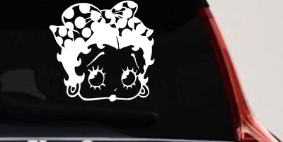 Betty Boop Head with Polka Dot Bow Lady Biker Cartoons Car or Truck Window Vinyl Decal Sticker