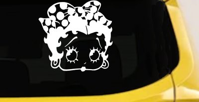 Betty Boop Head with Polka Dot Bow Lady Biker Cartoons Car or Truck Window Vinyl Decal Sticker