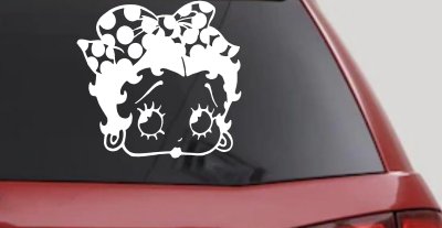 Betty Boop Head with Polka Dot Bow Lady Biker Cartoons Car or Truck Window Vinyl Decal Sticker