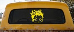 Betty Boop Head with Polka Dot Bow Lady Biker Cartoons Car or Truck Window Decal Sticker (Yellow)