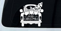 Merry Christmas Gnomes in Truck Bed Christian Car or Truck Window Decal Sticker
