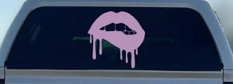 Biting Bleeding Lips Gothic Halloween Car or Truck Window Decal Sticker (Lilac)