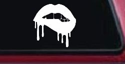 Biting Bleeding Lips Gothic Halloween Car or Truck Window Decal Sticker