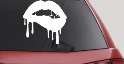 Biting Bleeding Lips Gothic Halloween Car or Truck Window Vinyl Decal Sticker