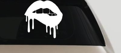 Biting Bleeding Lips Gothic Halloween Car or Truck Window Vinyl Decal Sticker