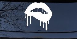 Biting Bleeding Lips Gothic Halloween Car or Truck Window Decal Sticker