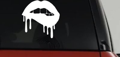 Biting Bleeding Lips Gothic Halloween Car or Truck Window Vinyl Decal Sticker