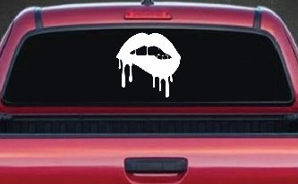 Biting Bleeding Lips Gothic Halloween Car or Truck Window Decal Sticker