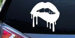 Biting Bleeding Lips Gothic Halloween Car or Truck Window Decal Sticker