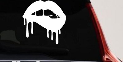 Biting Bleeding Lips Gothic Halloween Car or Truck Window Vinyl Decal Sticker