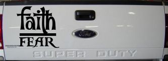 Faith Over Fear Christian Car or Truck Window Decal Sticker (Black)