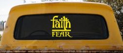 Faith Over Fear Christian Car or Truck Window Decal Sticker (Yellow)