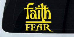 Faith Over Fear Christian Car or Truck Window Vinyl Decal Sticker (Yellow)