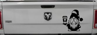 Gnome Love Coffee Heart Car or Truck Window Decal Sticker (Black)