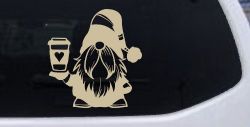 Gnome Love Coffee Heart Car or Truck Window Vinyl Decal Sticker (Desert Sand)
